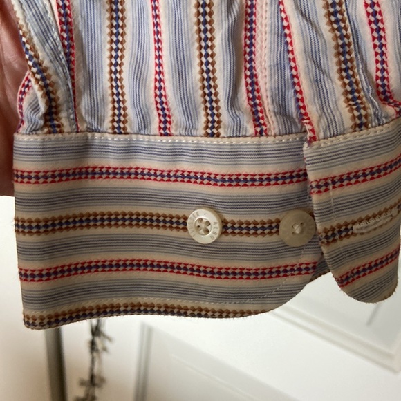 Men’s Alan Flusser red, blue thin pinstripe button  down shirt Size XL, nice - Picture 8 of 13